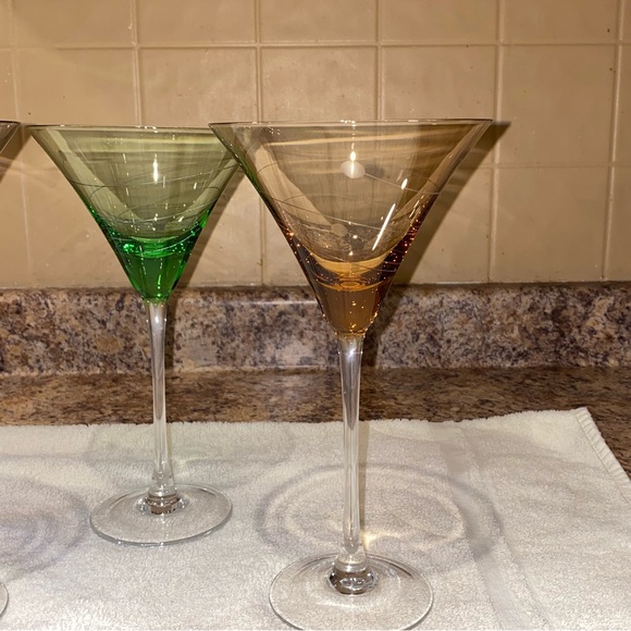 NEW Lenox Swirl Martini Glasses Tuscany Seasons Green Cobalt Amber Amethyst - Picture 3 of 8